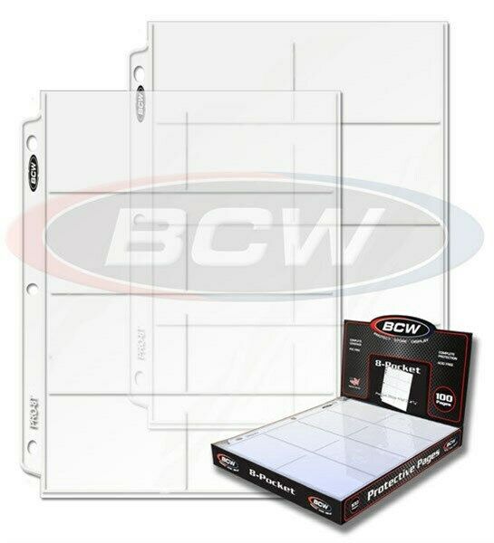 Lot Of 20 Bcw Pro 8 Pocket Trading Card / Coupon Album Pages Binder Sheets