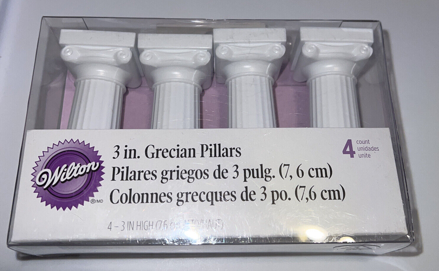 Wilton 3" Grecian Pillars For Tiered Cakes Set Of 4 White! Brand New! Sealed Box