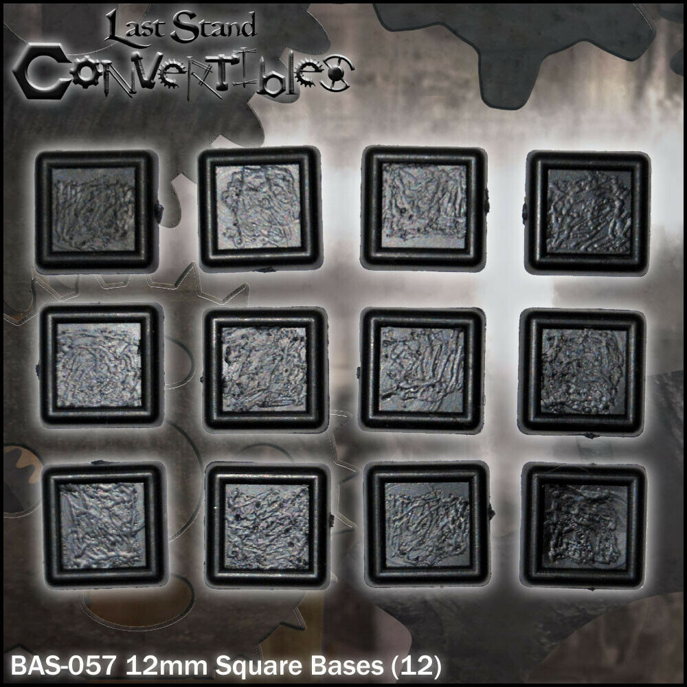 Last Stand Convertibles Bits - 12x 12mm Textured Square Bases