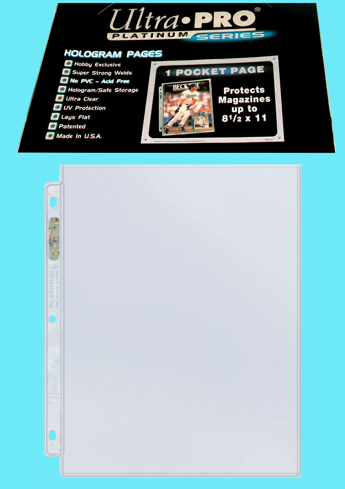 25 Ultra Pro Platinum 1-pocket 8.5x11 Pages Sheets Protectors Binder 8-1/2"x11"