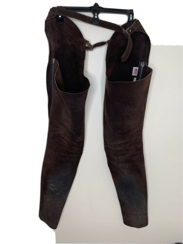 Western Horse Riding Chaps Brown Suede Size Small